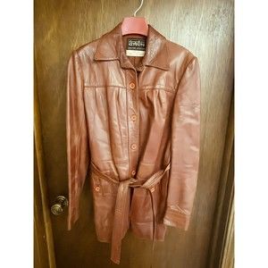 Vintage 70s Arbitro Red Real Leather Jacket